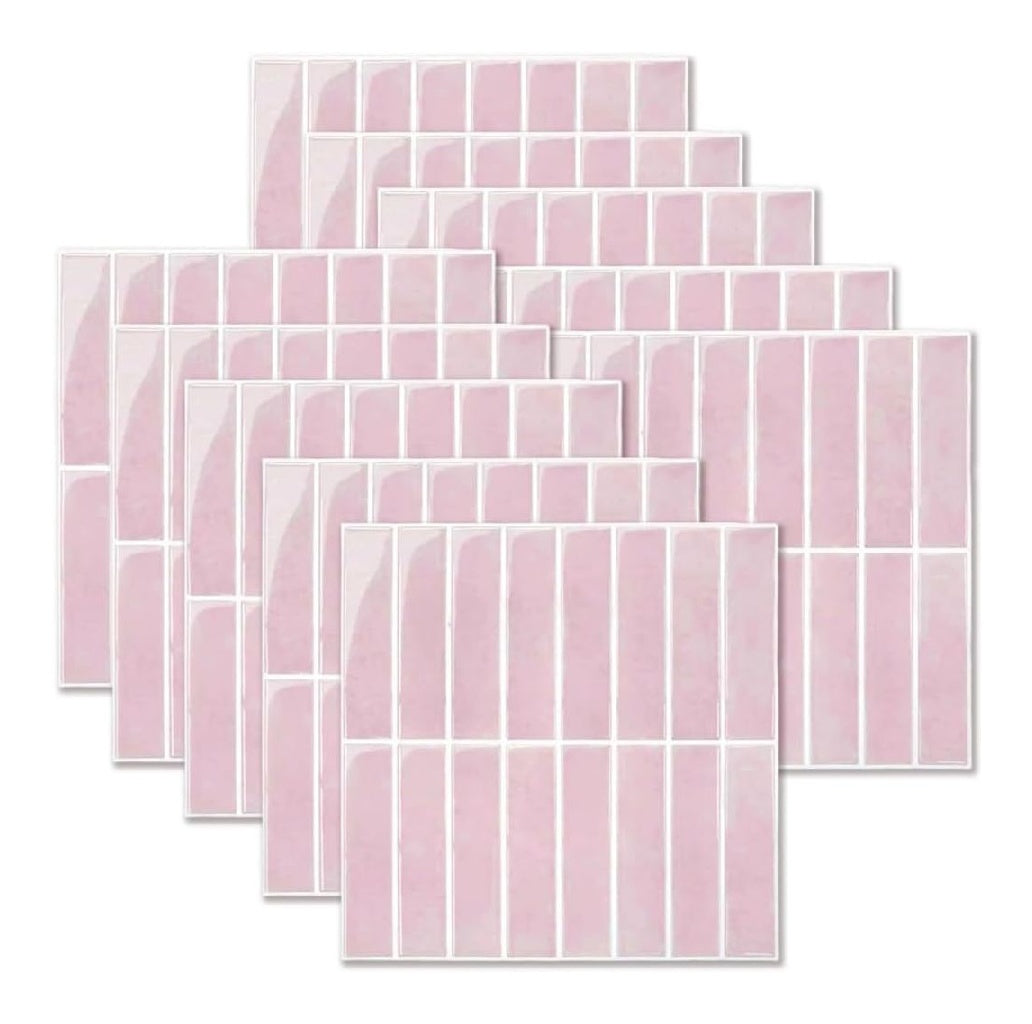 Autocollants muraux autoadhesifs destine a cuisine salle du bain carrelage 3D application simple design moderne lot de 10 305 x 305 cm amovibles impermeables pour locations Rose