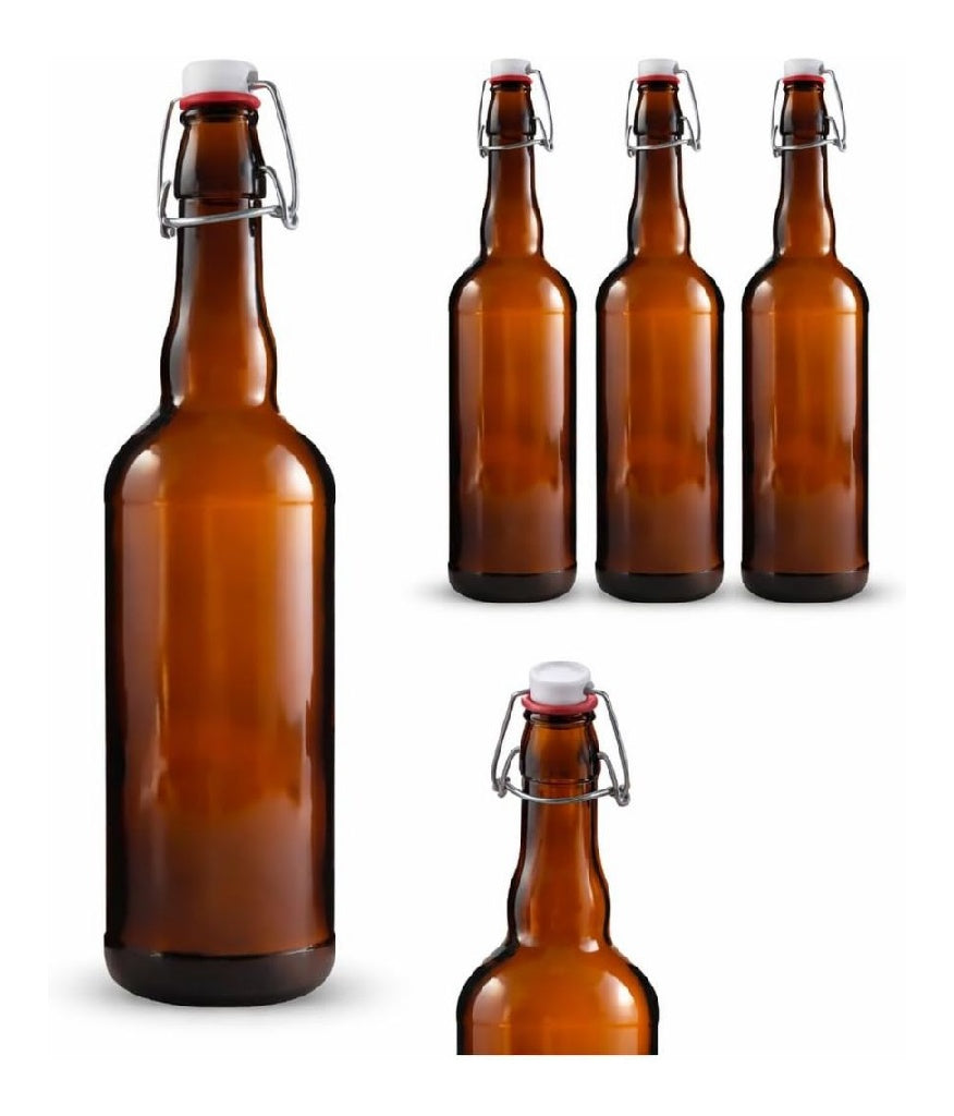 home made in Lot de 6 bouteilles vides a etrier de 750 ml Marron Grandes bouteilles possedant bouchon a etrier En verre a etrier Pour jus boissons liqueurs huile sauces 6