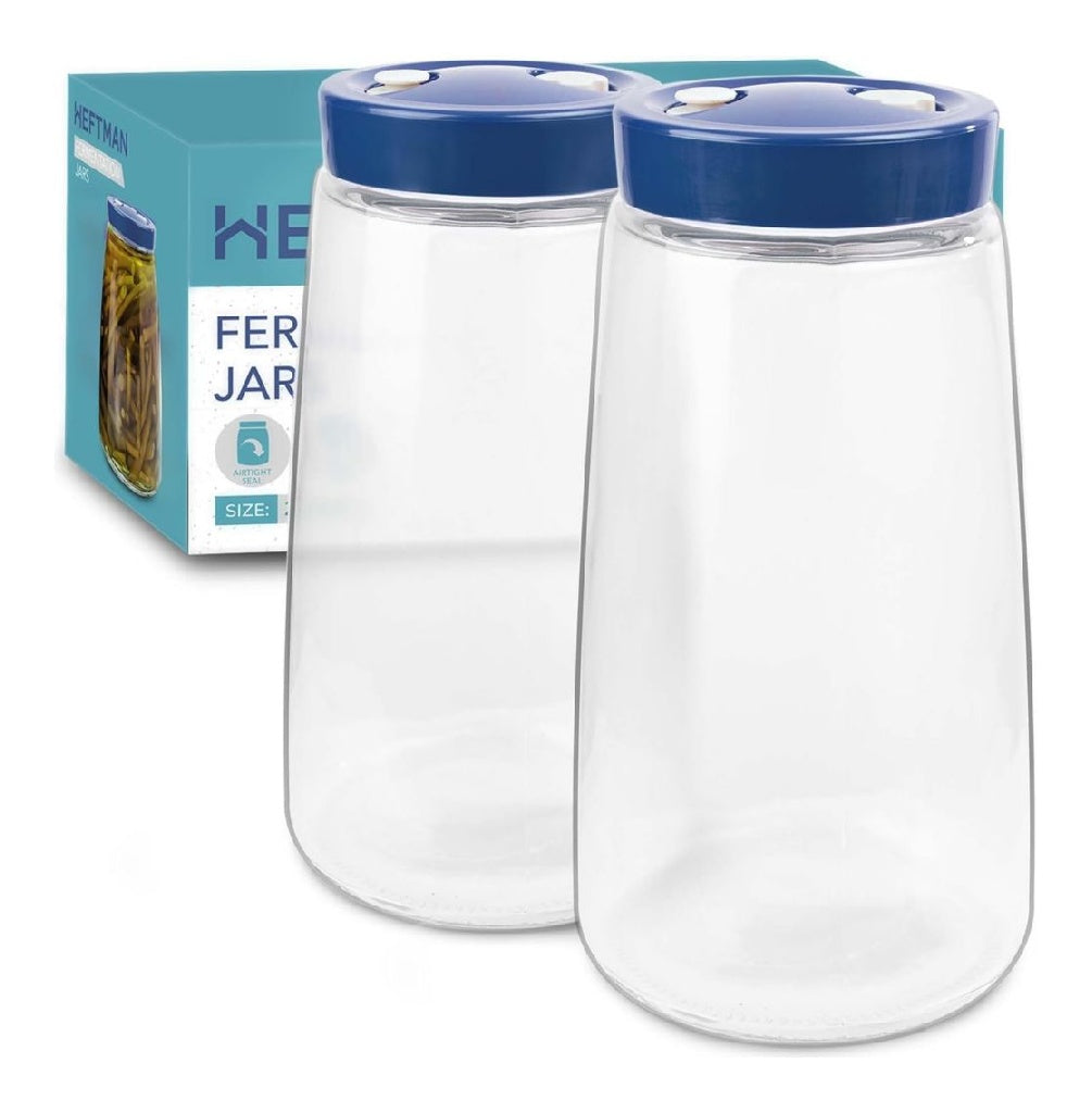 Lot du 2 bocaux de fermentation avec event d'air 1 voie 22L Bleu Bocal en Verre Pots de Fermentation destine a kefir kimchi choucroute levain