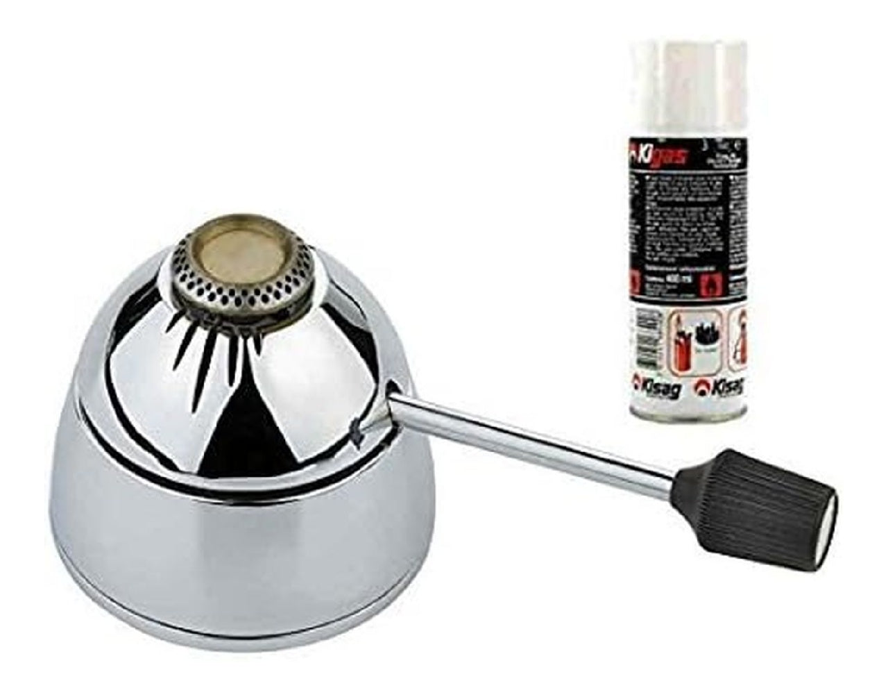 a Spring Bruleur gaz pour fondue ou rechaud en acier inoxydable poli reglable dans continu rechargeable bouteille du gaz Kigas 400 ml