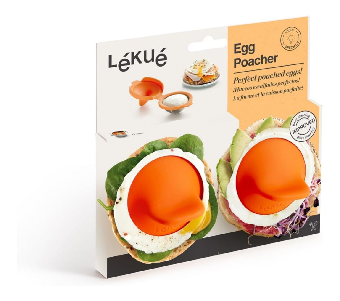 2 Lot Lekue Ustensiles pour Cuisson d'uf poche Acier Inoxydable Orange