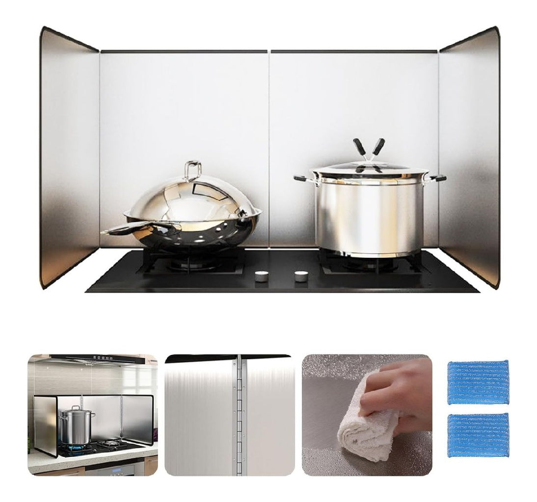 Plaque AntiEclaboussures De Cuisine Pliable PareEclaboussures En Acier Inoxydable A 3 Cotes 80x40x30cm Bouclier AntiEclaboussures De Cuisine Pour Cuisiniere Fumee D'Huile PareEclaboussures
